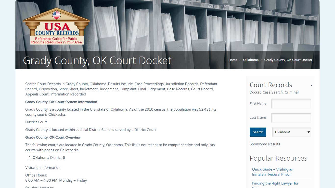 Grady County, OK Court Docket | Name Search