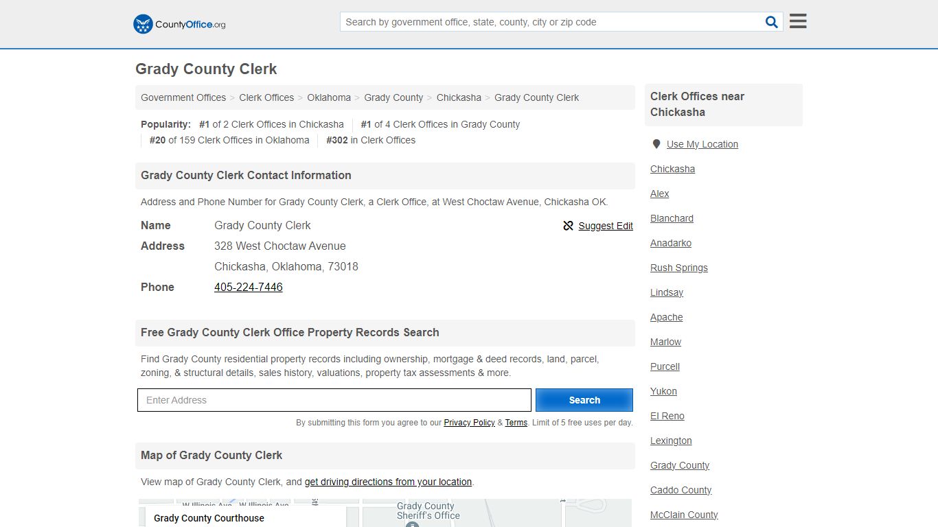 Grady County Clerk - Chickasha, OK (Address and Phone)