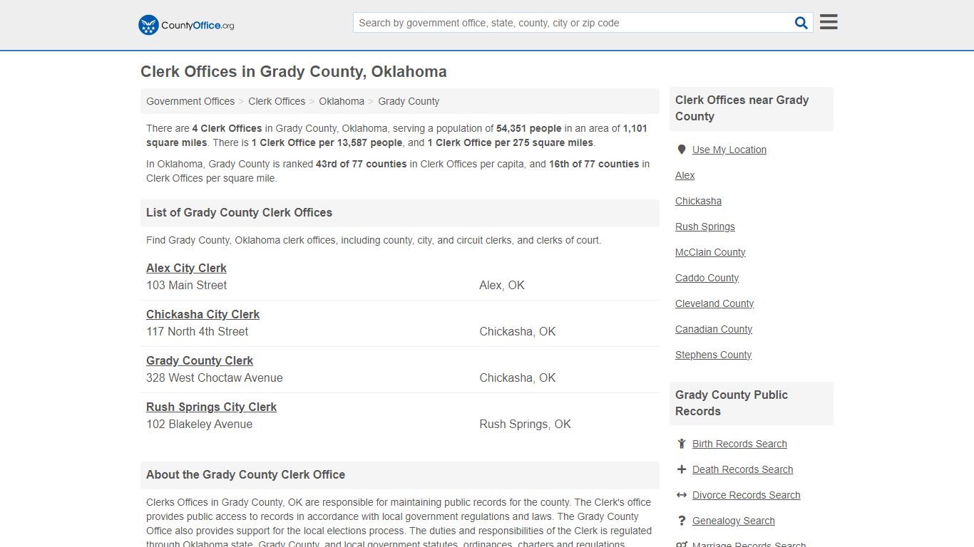 Clerk Offices - Grady County, OK (County & Court Records)